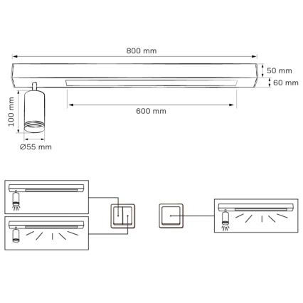 LED Stropné svietidlo PARIS LED/24W/230V + 1xGU10/10W čierna