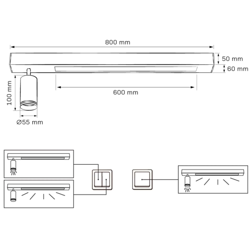 LED Stropné svietidlo PARIS LED/24W/230V + 1xGU10/10W čierna