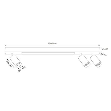LED Stropné svietidlo PARIS LED/24W/230V + 3xGU10/10W čierna
