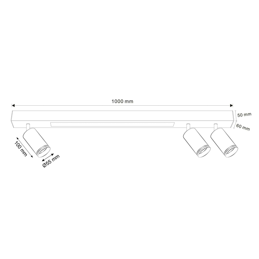 LED Stropné svietidlo PARIS LED/24W/230V + 3xGU10/10W čierna