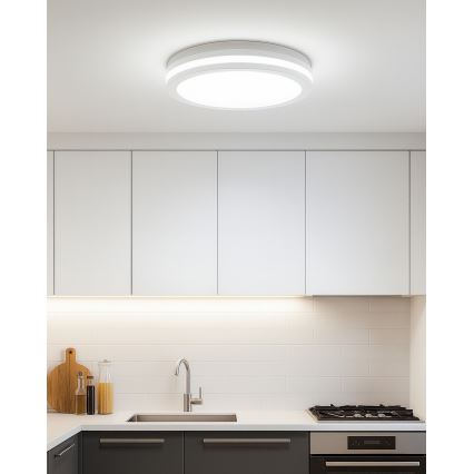 LED kúpeľňové stropné svietidlo s pohybovým senzorom LED/20W/230V 3000/4000/6500K pr. 23 cm IP54 biela