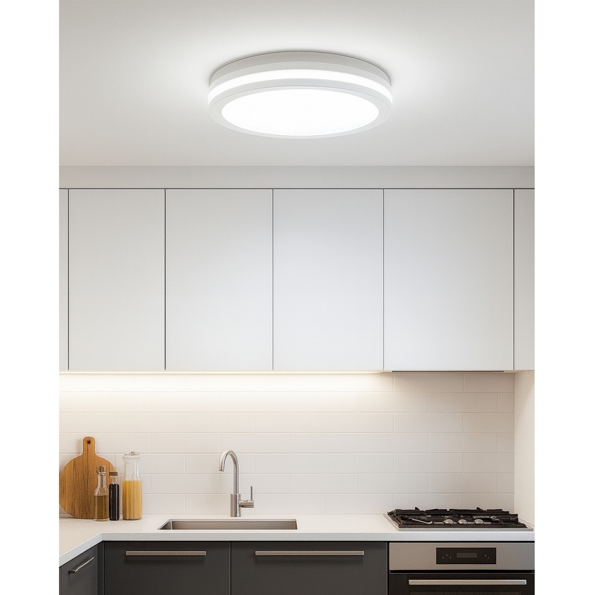 LED kúpeľňové stropné svietidlo s pohybovým senzorom LED/20W/230V 3000/4000/6500K pr. 23 cm IP54 biela