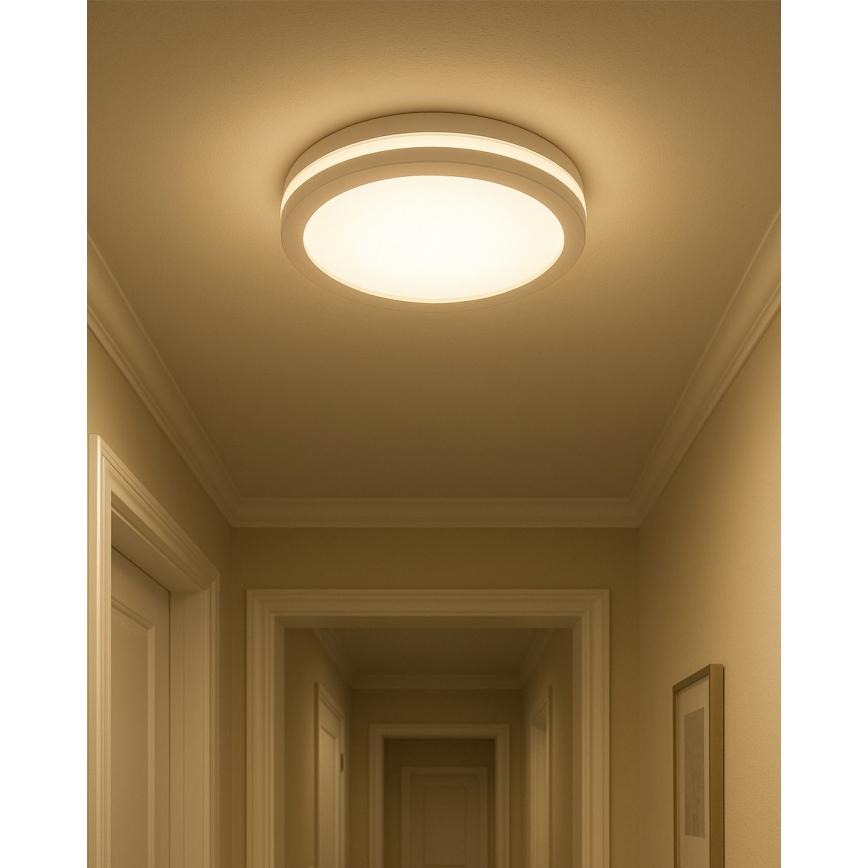 LED kúpeľňové stropné svietidlo s pohybovým senzorom LED/20W/230V 3000/4000/6500K pr. 23 cm IP54 biela