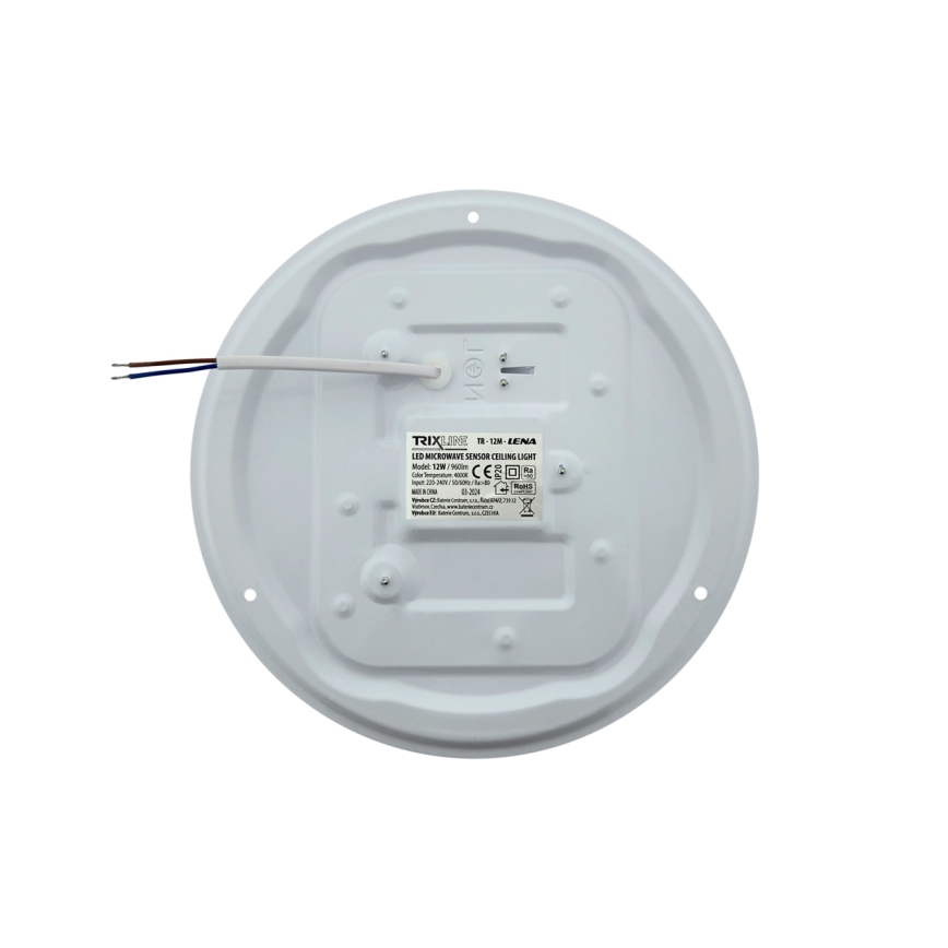LED stropné svietidlo s pohybovým senzorom LENA LED/12W/230V, priemer 25,7 cm, biele