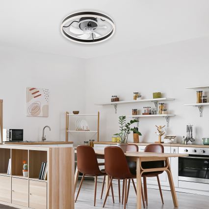 LED Stmievateľné stropné svietidlo s ventilátorom APOLLO LED/38W/230V čierna + diaľkové ovládanie