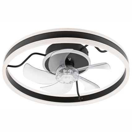 LED Stmievateľné stropné svietidlo s ventilátorom APOLLO LED/38W/230V čierna + diaľkové ovládanie
