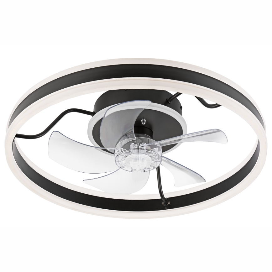 LED Stmievateľné stropné svietidlo s ventilátorom APOLLO LED/38W/230V čierna + diaľkové ovládanie