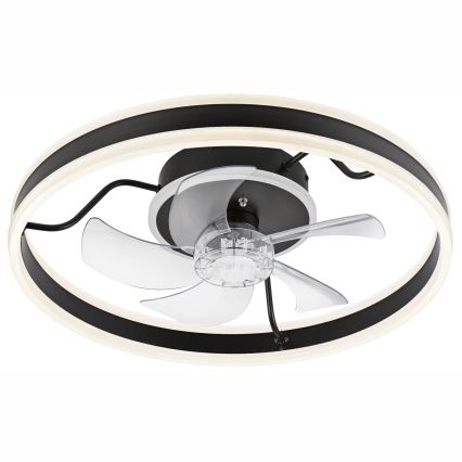 LED Stmievateľné stropné svietidlo s ventilátorom APOLLO LED/38W/230V čierna + diaľkové ovládanie