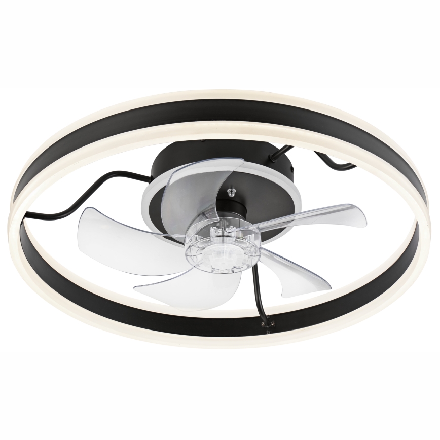 LED Stmievateľné stropné svietidlo s ventilátorom APOLLO LED/38W/230V čierna + diaľkové ovládanie