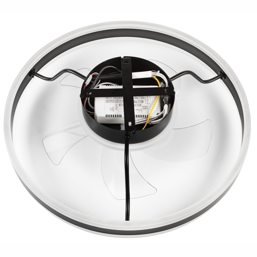 LED Stmievateľné stropné svietidlo s ventilátorom APOLLO LED/38W/230V čierna + diaľkové ovládanie