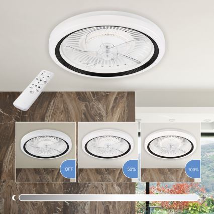 LED Stmievateľné stropné svietidlo s ventilátorom GEMMA LED/37W/230V biela + diaľkové ovládanie