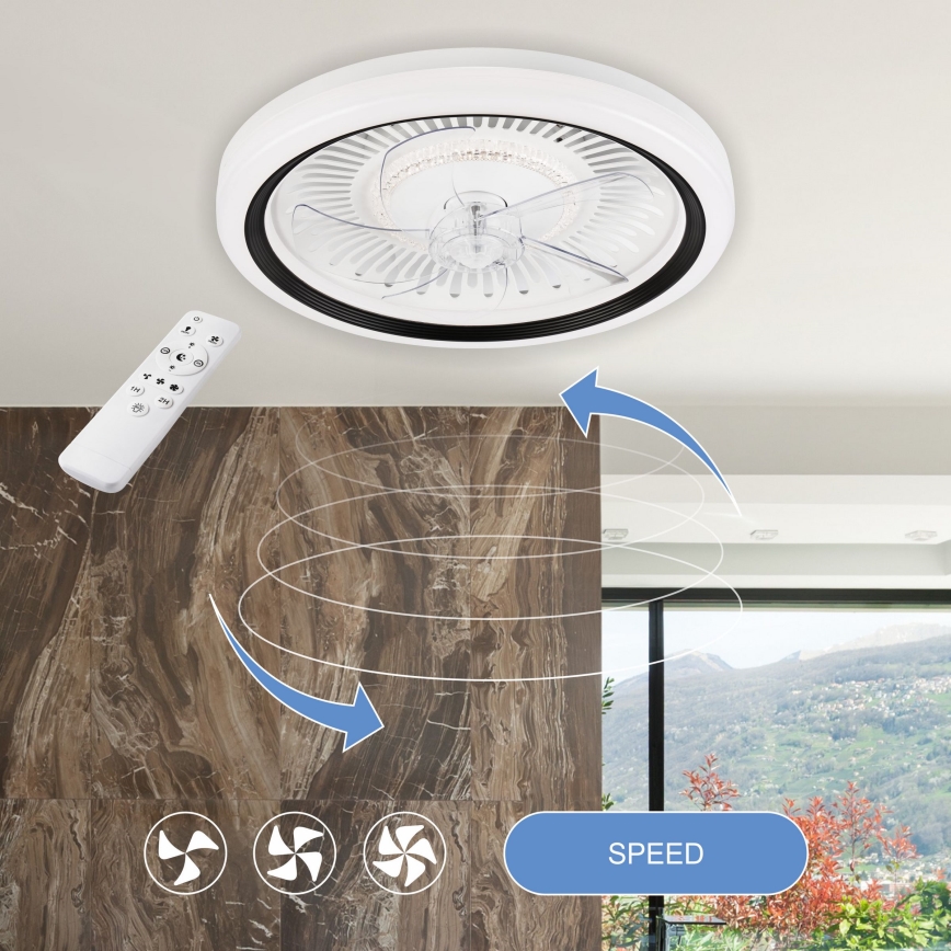 LED Stmievateľné stropné svietidlo s ventilátorom GEMMA LED/37W/230V biela + diaľkové ovládanie