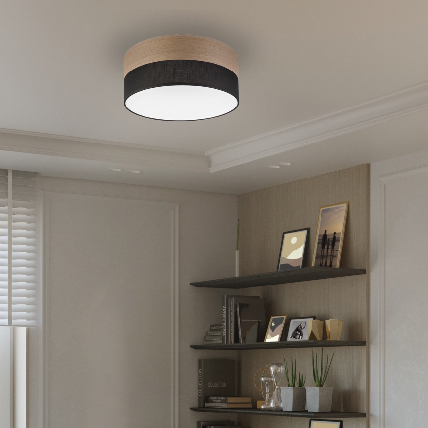 LED Stropné svietidlo SIRJA WOOD LED/20W/230V pr. 35 cm čierna/dub