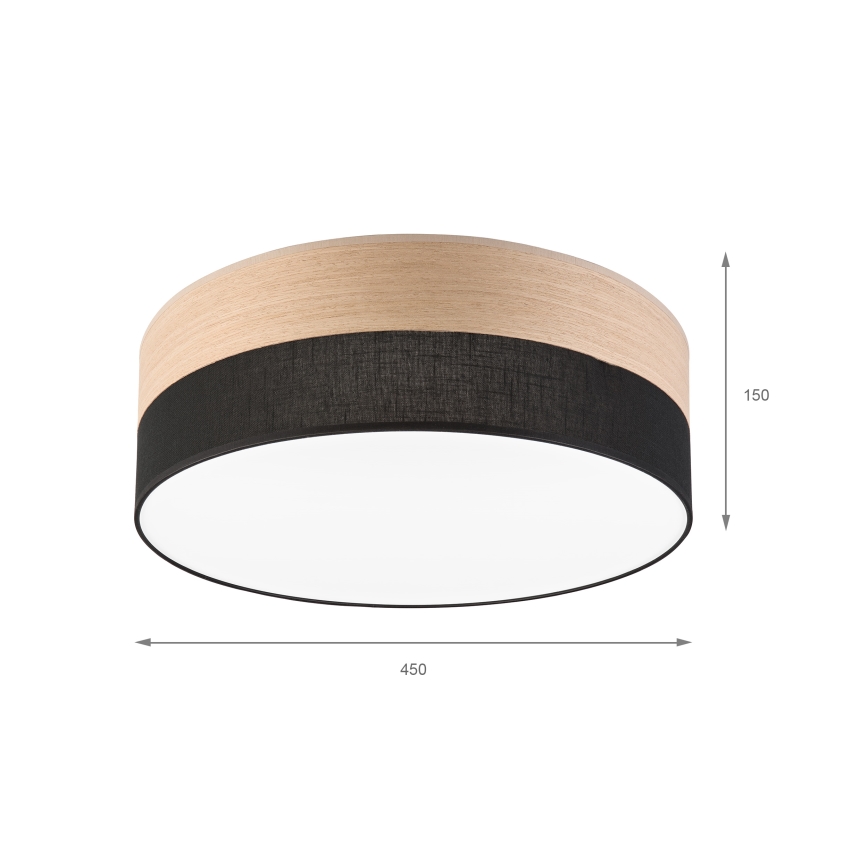 LED Stropné svietidlo SIRJA WOOD LED/36W/230V pr. 45 cm čierna/dub