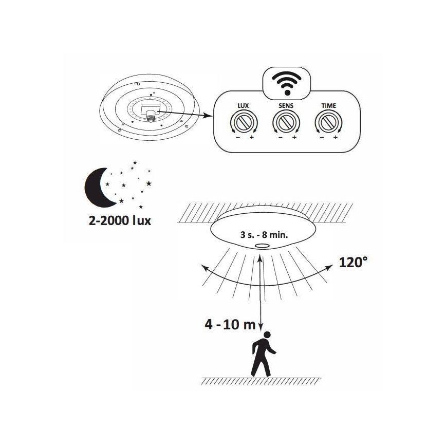 LED Stropné svietidlo so senzorom OPAL LED/12W/230V 4000K