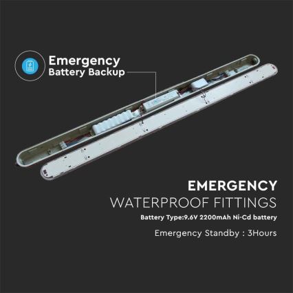 LED Technické žiarivkové svietidlo s núdzovým modulom EMERGENCY LED/36W/230V 6500K 120cm IP65