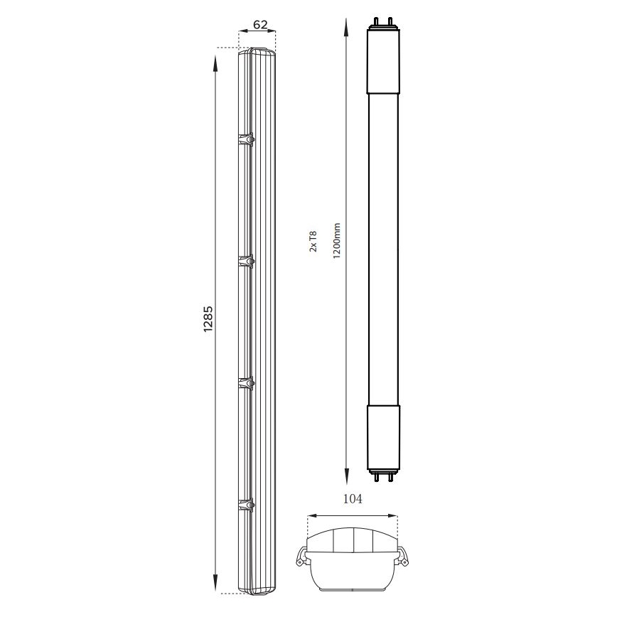 LED Technické žiarivkové svietidlo T8 2xG13/18W/230V 4000K IP65 128,5 cm