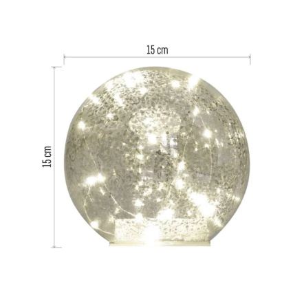 LED vianočná dekorácia 20×LED/3×AA guľa, priemer 15 cm