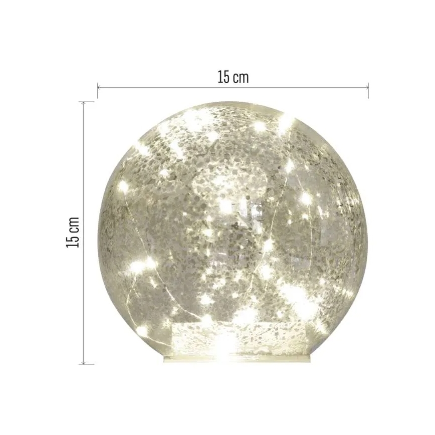 LED vianočná dekorácia 20×LED/3×AA guľa, priemer 15 cm