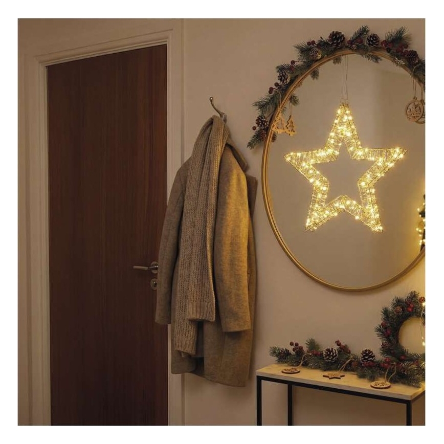 LED Vianočná dekorácia 60xLED/3AA teplá biela hviezda