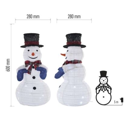 LED vianočná dekorácia 60×LED 60 cm IP44 studená biela