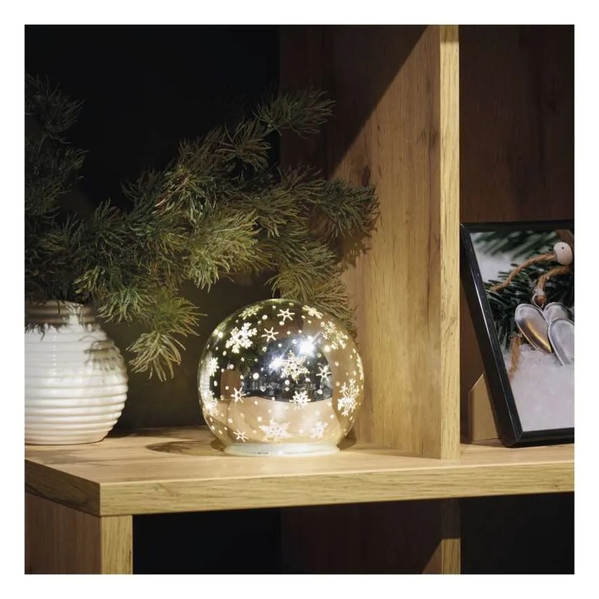 LED vianočná dekorácia LED/0,3W/3xAA, guľa, priemer 12 cm