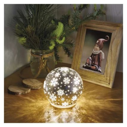 LED vianočná dekorácia LED/0,3W/3xAA, guľa, priemer 12 cm