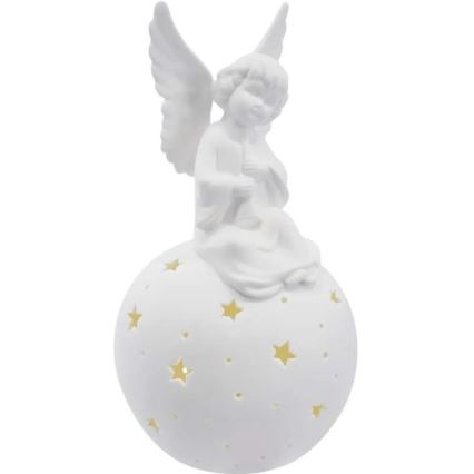 LED Vianočná dekorácia LED/0,4W/2xAA keramický anjel