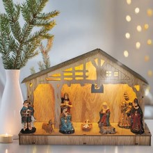 LED Vianočná dekorácia LED/2xAA drevený betlehém