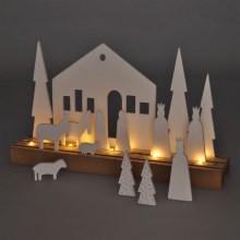 LED Vianočná dekorácia LED/2xAAA vesnička dřevo