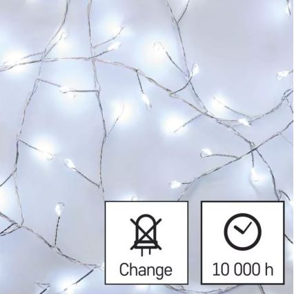 LED Vianočná reťaz 100xLED/3xAA 2,7 m studená biela