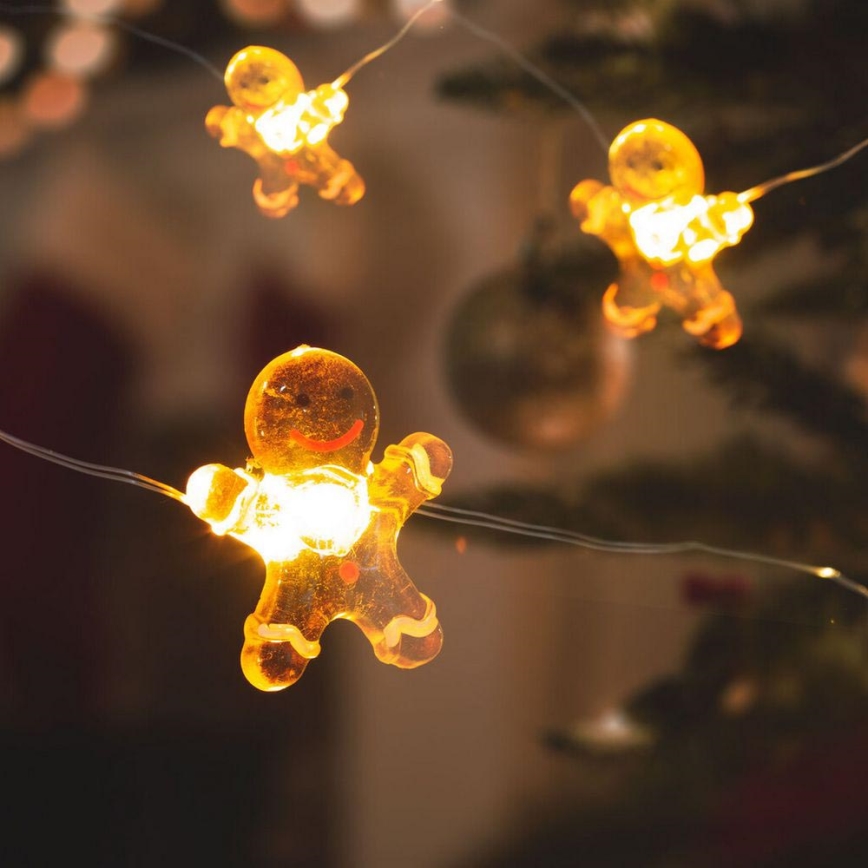 LED Vianočná reťaz 10xLED/2xAA 1,2m teplá biela