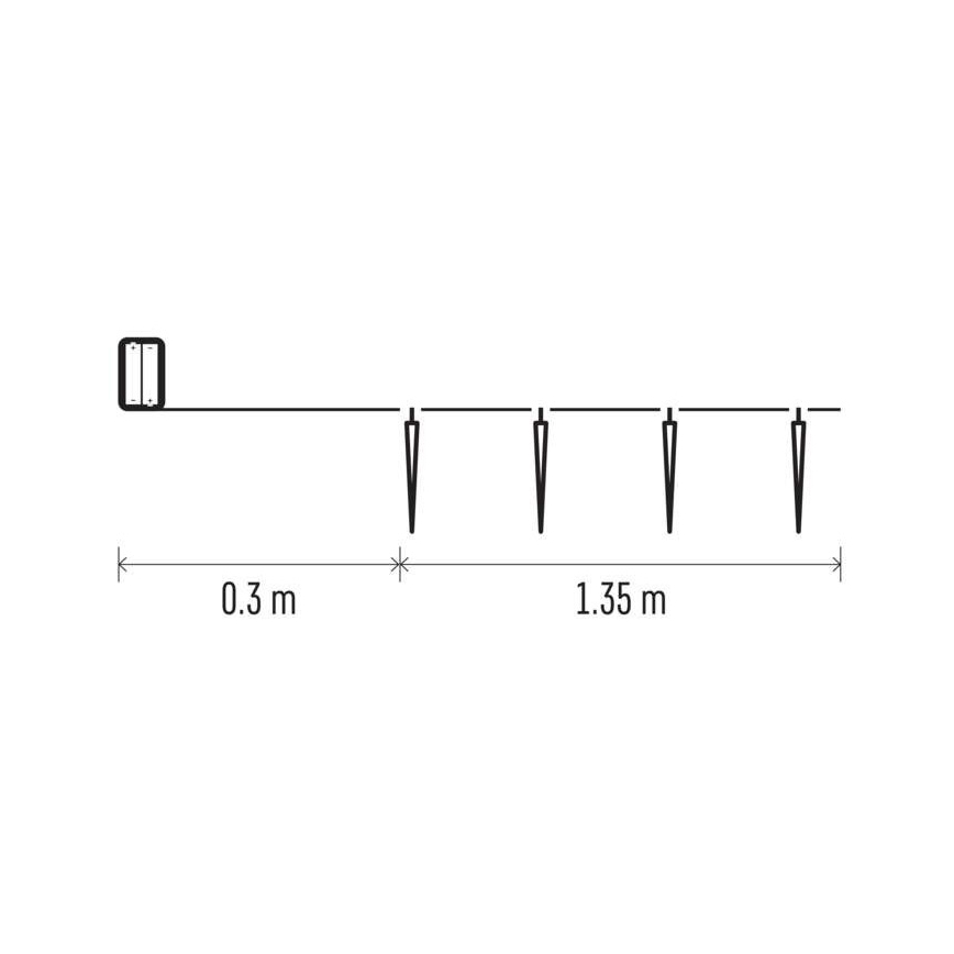 LED Vianočná reťaz 10xLED/2xAA 1,65m