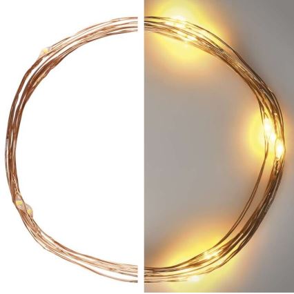 LED vianočná reťaz 20× LED / 2,4 m teplá biela