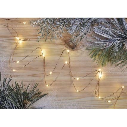 LED vianočná reťaz 20× LED / 2,4 m teplá biela