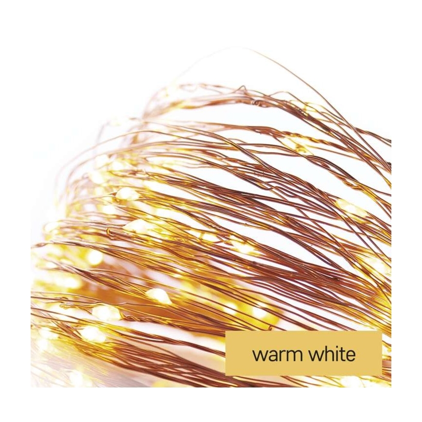 LED vianočná reťaz 20× LED / 2,4 m teplá biela