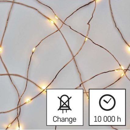 LED vianočná reťaz 20× LED / 2,4 m teplá biela