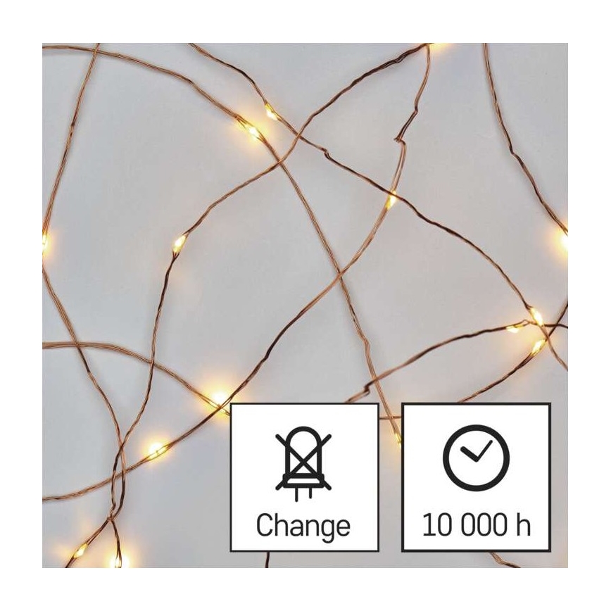 LED vianočná reťaz 20× LED / 2,4 m teplá biela