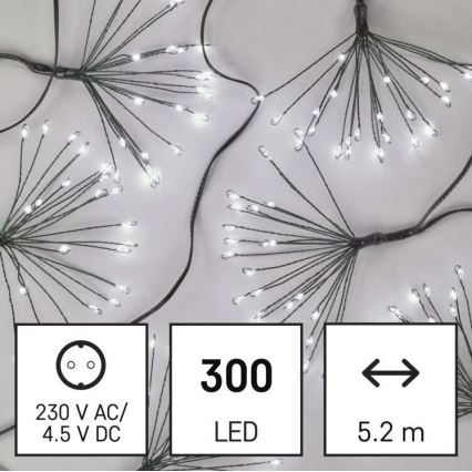 LED Vianočná reťaz 300xLED/8,2m studená biela