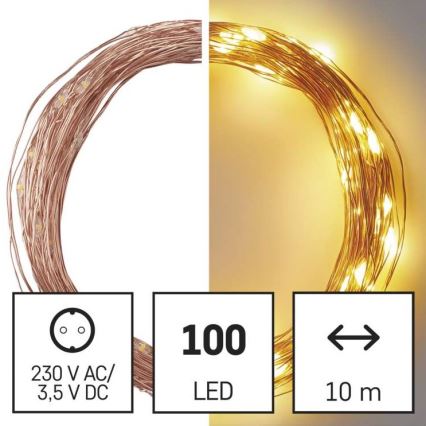 LED Vianočná vonkajšia reťaz 100xLED/15m IP44 teplá biela