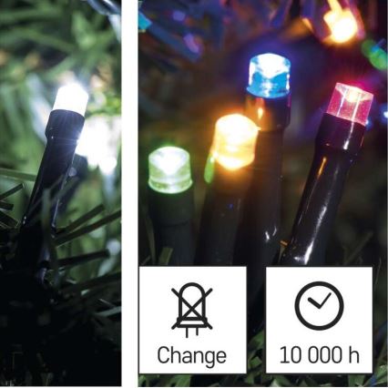 LED Vianočná vonkajšia reťaz 100xLED/8 módov 15m IP44 studená biela/multicolor