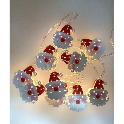 LED vianočná vonkajšia reťaz 10xLED/2xAA 1,65 m IP44 teplá biela santa