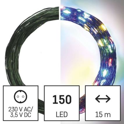 LED Vianočná vonkajšia reťaz 150xLED/20m IP44 multicolor