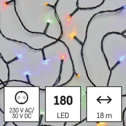 LED vianočná vonkajšia reťaz 180xLED/23m IP44 viacfarebná