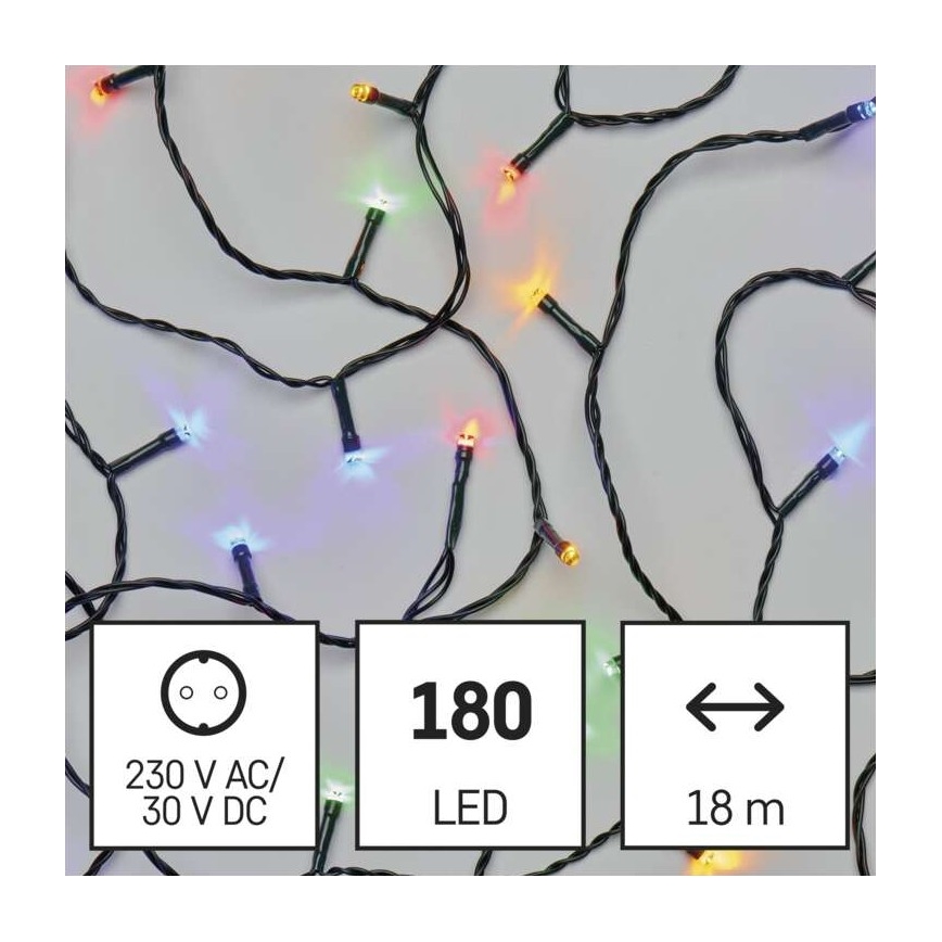 LED vianočná vonkajšia reťaz 180xLED/23m IP44 viacfarebná