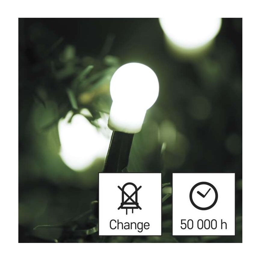 LED Vianočná vonkajšia reťaz 200xLED/25m IP44 studená biela