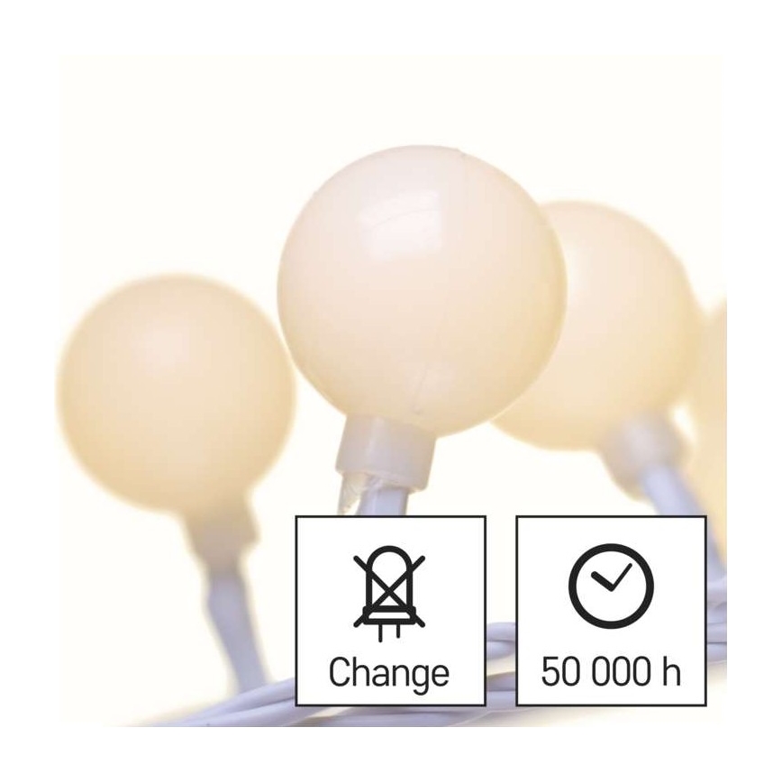 LED Vianočná vonkajšia reťaz 40xLED/9m IP44 teplá biela