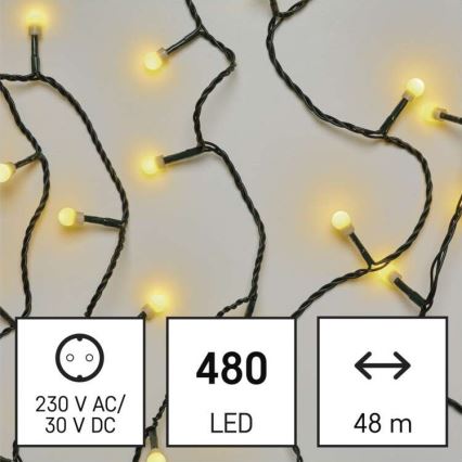 LED Vianočná vonkajšia reťaz 480xLED/53m IP44 teplá biela