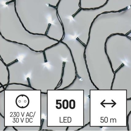 LED Vianočná vonkajšia reťaz  500xLED/55m IP44 studená biela