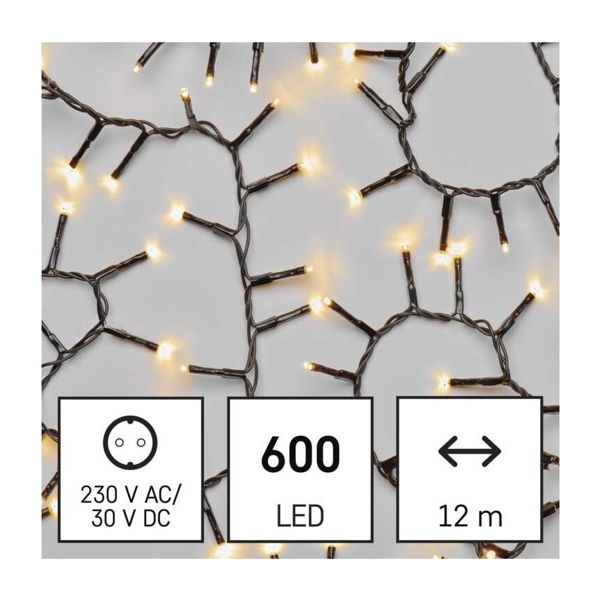 LED Vianočná vonkajšia reťaz 600xLED/17m IP44 teplá biela